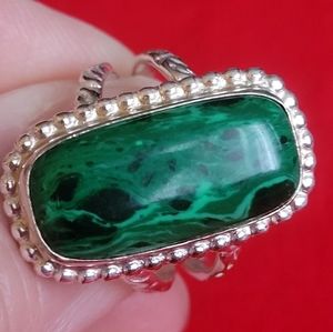 Stunning Malachite and sterling silver ring
